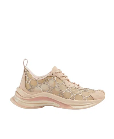Gucci Gg Supreme Rystal-embellished Sneakers In Nude