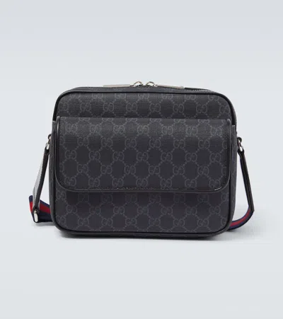 Gucci Gg Supreme Small Faux Leather Crossbody Bag In Black/black/brb