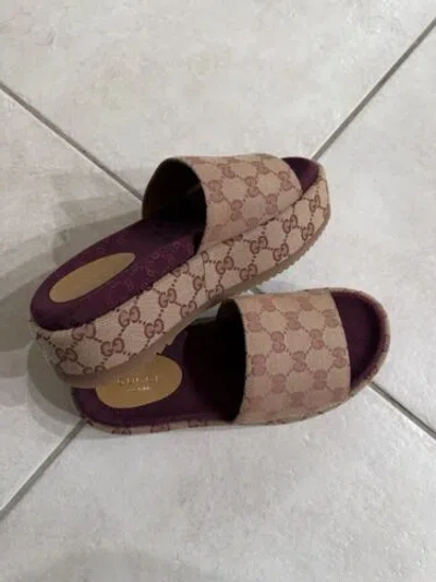 Pre-owned Gucci Gg Supreme Sandal In Brown