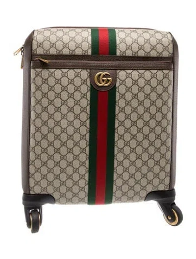 Pre-owned Gucci Gg Supreme Savoy Cabin Trolley Medium In Neutrals