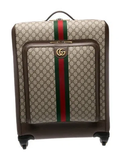 Pre-owned Gucci Gg Supreme Savoy Cabin Trolley In Neutral