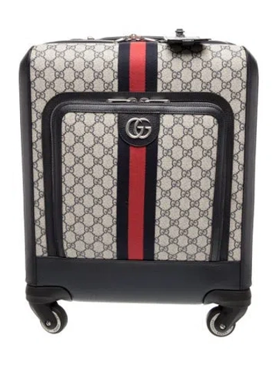 Pre-owned Gucci Gg Supreme Savoy Small Cabin Trolley In Neutral