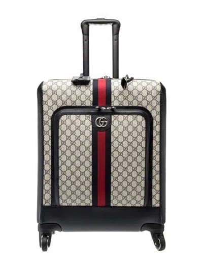 Pre-owned Gucci Gg Supreme Savoy Small Cabin Trolley Small In Neutral