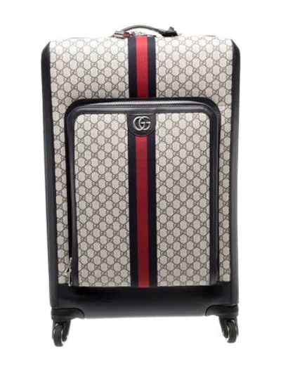 Pre-owned Gucci Gg Supreme Savoy Trolley Large In Blue