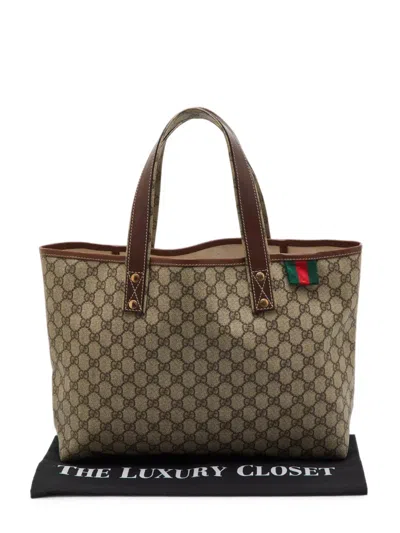 Pre-owned Gucci Gg Supreme Sherry Line Tote Bag In 中性色