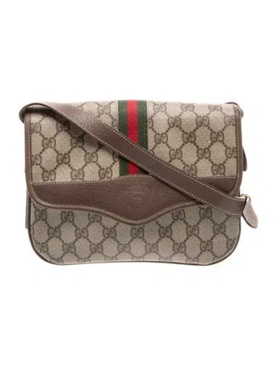 Pre-owned Gucci Gg Supreme Sherry Line Vintage In Brown