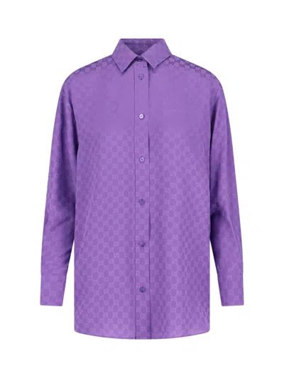 Gucci 'gg Supreme' Shirt In Purple