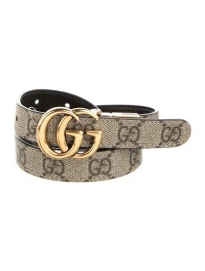 Pre-owned Gucci Gg Supreme Skinny Belt In Black