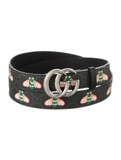 Pre-owned Gucci Gg Supreme Skinny Belt In Black