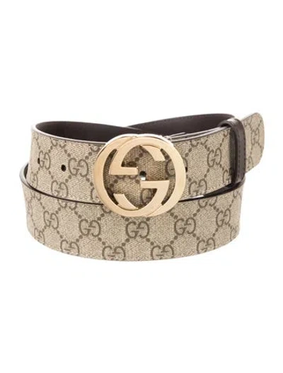 Pre-owned Gucci Gg Supreme Skinny Belt In Neutral