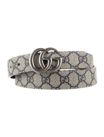 Pre-owned Gucci Gg Supreme Skinny Belt In Neutral