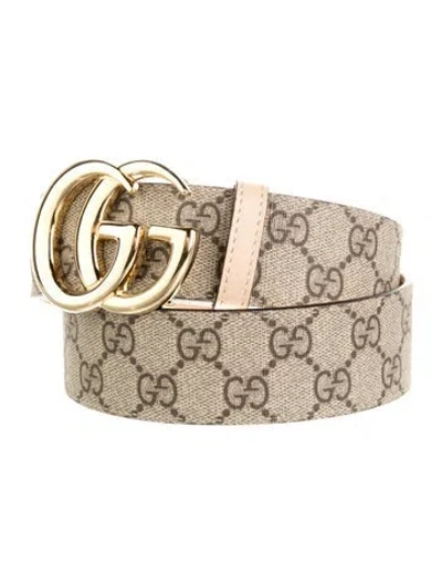 Pre-owned Gucci Gg Supreme Skinny Belt In Neutral