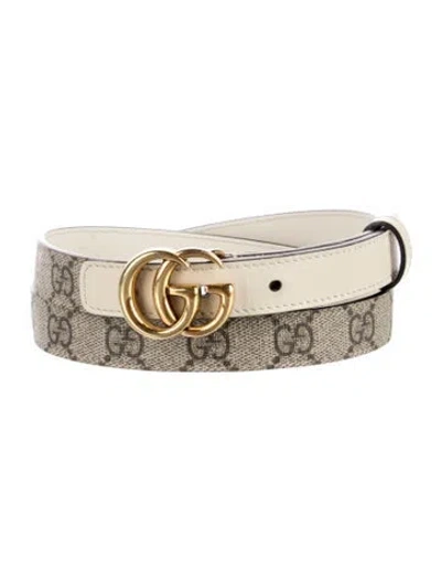 Pre-owned Gucci Gg Supreme Skinny Belt In Neutrals