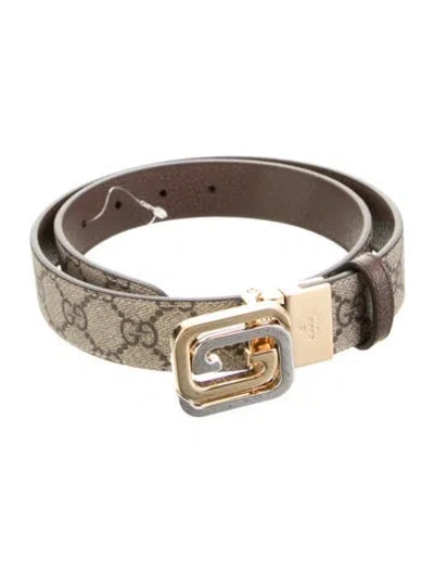 Pre-owned Gucci Gg Supreme Skinny Belt W/ Tags In Neutral