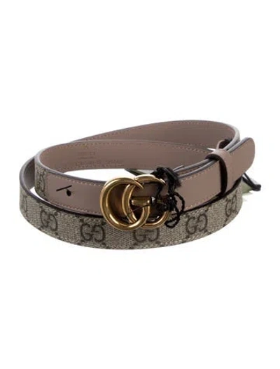 Pre-owned Gucci Gg Supreme Skinny Belt W/ Tags In Neutrals