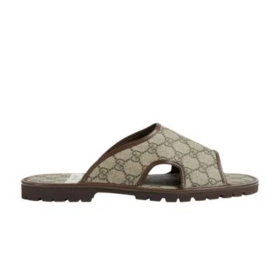 Pre-owned Gucci Gg Supreme Slide 'beige' In Brown