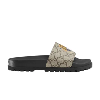 Pre-owned Gucci Gg Supreme Slide 'tiger' | Black | Men's Size 6