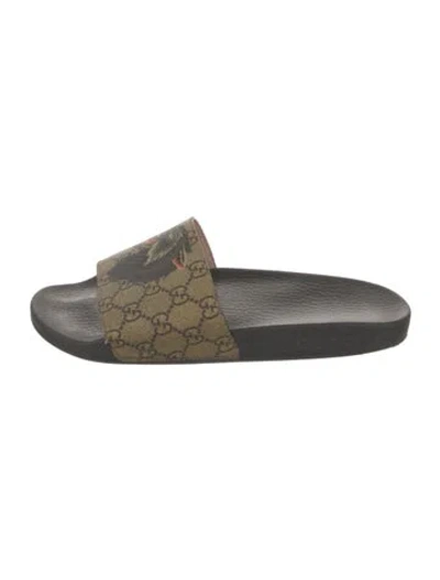 Pre-owned Gucci Gg Supreme Slides In Brown