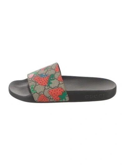 Pre-owned Gucci Gg Supreme Slides In Brown
