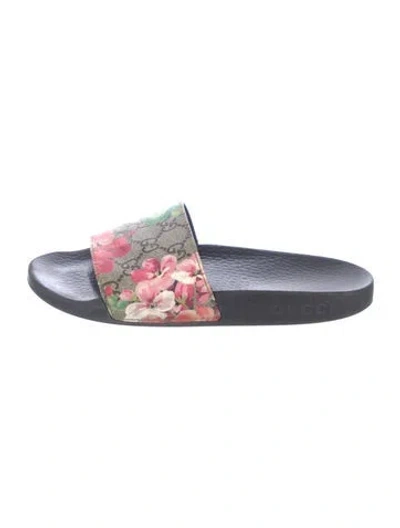Pre-owned Gucci Gg Supreme Slides In Brown