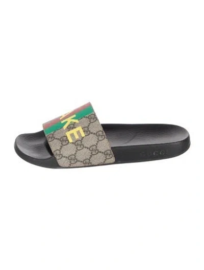 Pre-owned Gucci Gg Supreme Slides In Brown