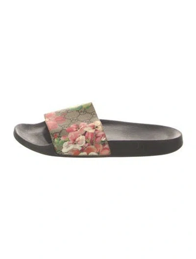 Pre-owned Gucci Gg Supreme Slides In Neutral