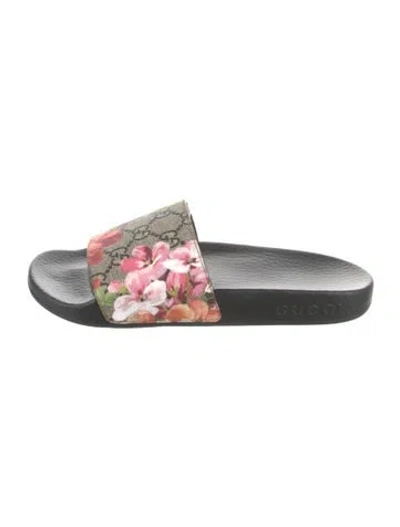 Pre-owned Gucci Gg Supreme Slides In Neutrals