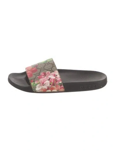 Pre-owned Gucci Gg Supreme Slides In Neutrals