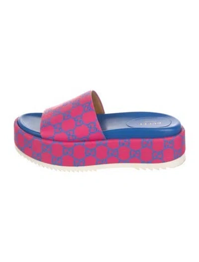 Pre-owned Gucci Gg Supreme Slides In Pink