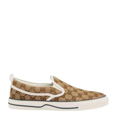 Gucci Gg Supreme Slip-on Sneakers In Brown