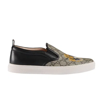 Pre-owned Gucci Gg Supreme Slip-on 'tiger' | Brown | Men's Size 10.5