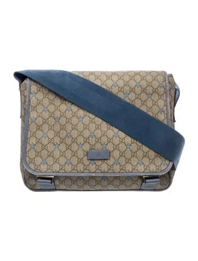 Pre-owned Gucci Babies' Gg Supreme Star Diaper Bag In Blue