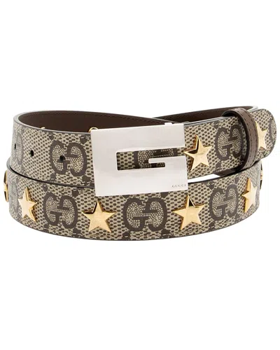Gucci Gg Supreme Star Studded Belt (authentic Pre-loved) In Brown