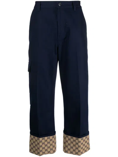 Gucci Gg Supreme Straight-leg Trousers In Blue