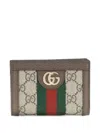 Gucci Gg Supreme Fabric Ophidia Wallet Tricolor Stripe In Brown