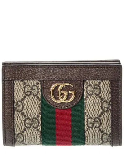 Gucci Gg Supreme Stripe Wallet In Brown