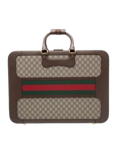 Pre-owned Gucci Gg Supreme Suitcase In Brown