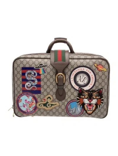 Pre-owned Gucci Gg Supreme Suitcase In Brown