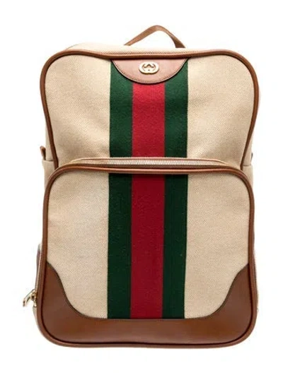 Pre-owned Gucci Gg Supreme Suitcase Large In Neutral