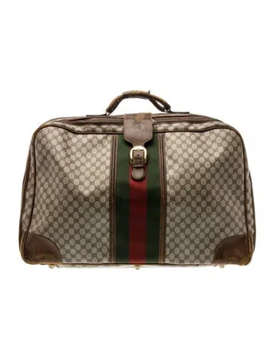 Pre-owned Gucci Gg Supreme Suitcase In Neutral