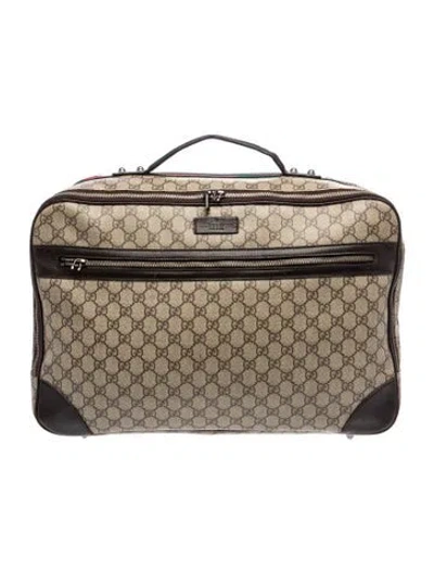 Pre-owned Gucci Gg Supreme Suitcase In Neutral