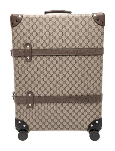 Pre-owned Gucci Gg Supreme Suitcase In Neutral