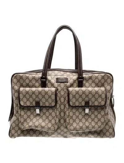 Pre-owned Gucci Gg Supreme Suitcase In Neutral