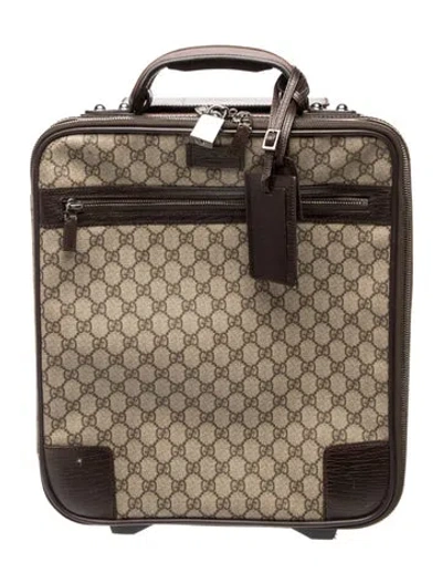 Pre-owned Gucci Gg Supreme Suitcase In Neutral