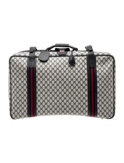 Pre-owned Gucci Gg Supreme Suitcase In Neutrals