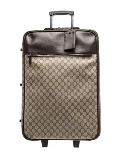 Pre-owned Gucci Gg Supreme Suitcase In Neutrals