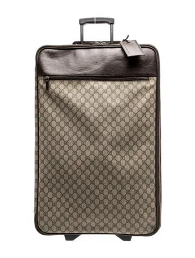 Pre-owned Gucci Gg Supreme Suitcase In Neutrals