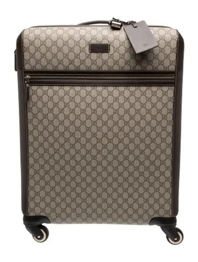 Pre-owned Gucci Gg Supreme Suitcase In Neutrals