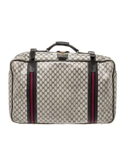 Pre-owned Gucci Gg Supreme Suitcase Vintage In Blue