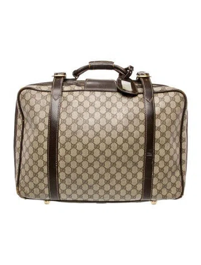 Pre-owned Gucci Gg Supreme Suitcase Vintage In Brown